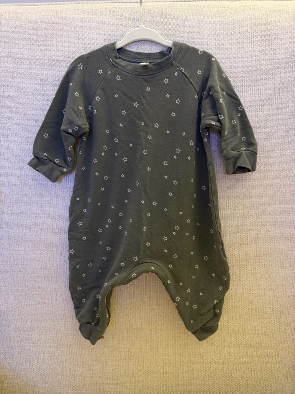 Gunamuna Fleece Kids Olive Green Star-Print One-Piece Jumpsuit 9-12mo